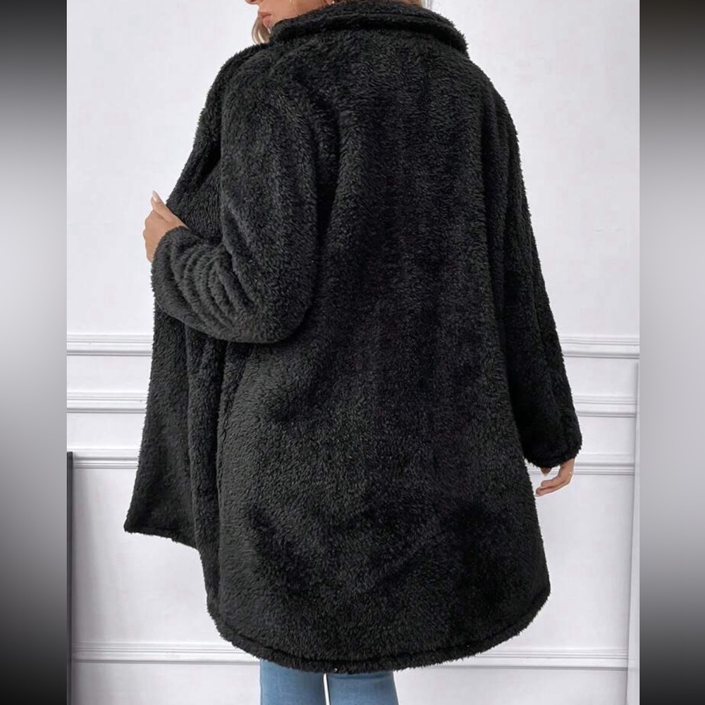 Maternity Black Loose Fit open Front Jacket Coat - Picture 3 of 6